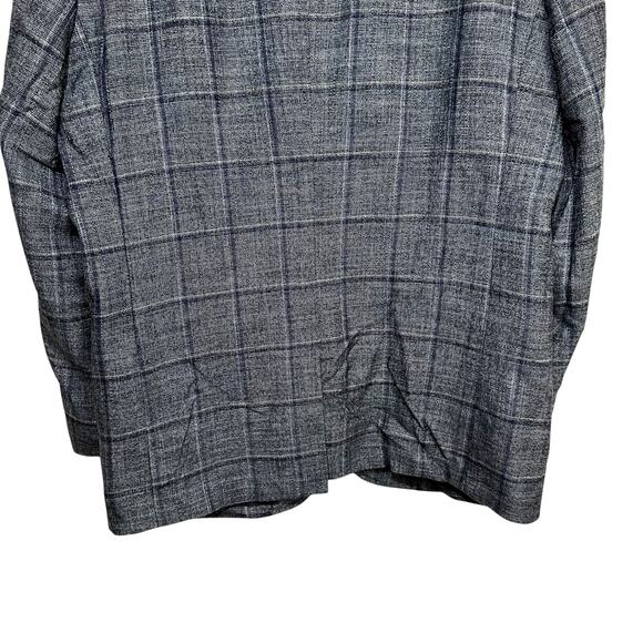 Galaxy Lifestyle Mens Wool Blend Plaid 2 Button Blazer Dark Gray Blue Made Korea - Picture 7 of 13